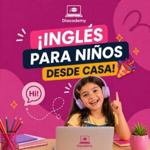Imagen publicitaria mostrando el texto Inglés para niños